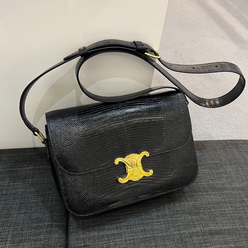 Celine Triomphe Lizard ( Black / Gold )-6