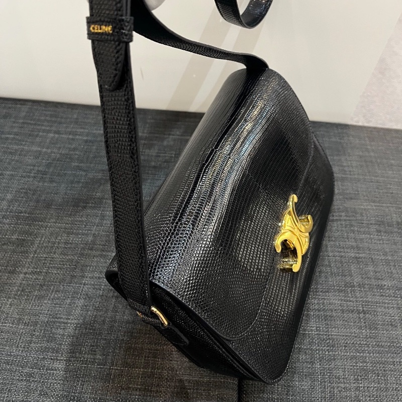 Celine Triomphe Lizard ( Black / Gold )-7