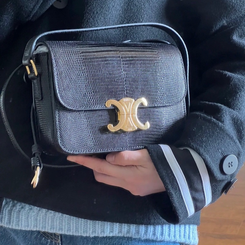 Celine Triomphe Lizard ( Black / Gold )-8