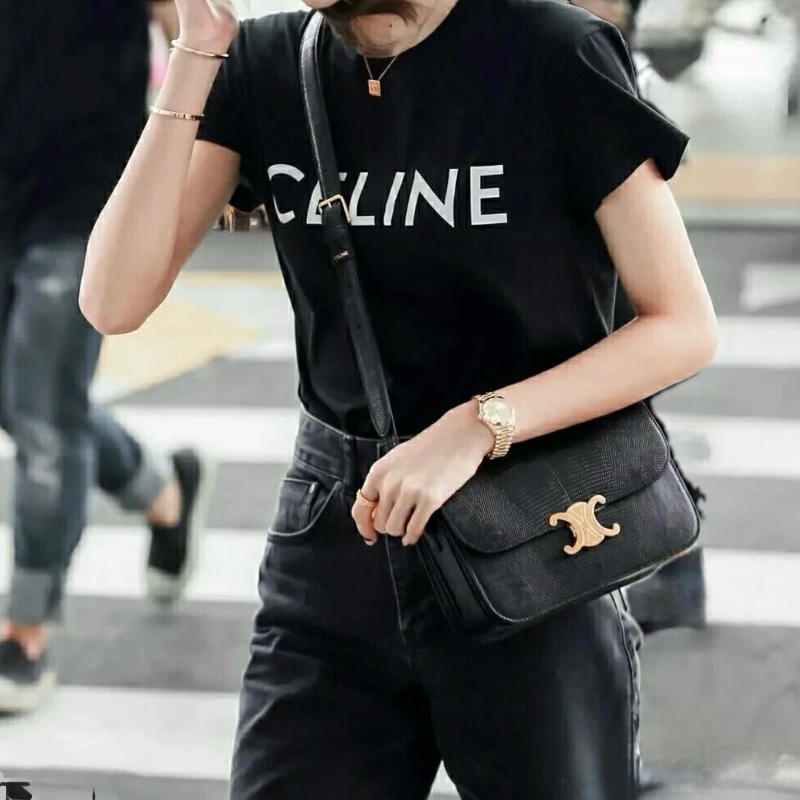 Celine Triomphe Lizard ( Black / Gold )-9