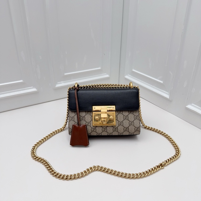 98新 GUCCI古馳 黑棕拼色Gucci Padlock-0