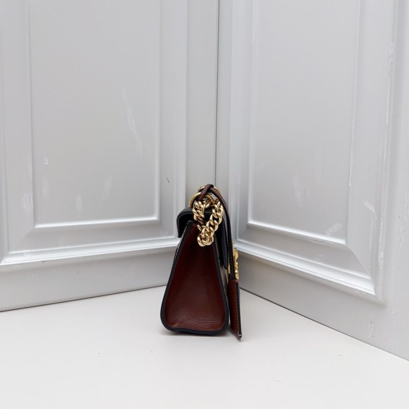 98新 GUCCI古馳 黑棕拼色Gucci Padlock-3