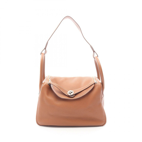 愛馬仕 Lindy 30 單肩包 P Taurillon Clemence 金色二手女士 SHW
