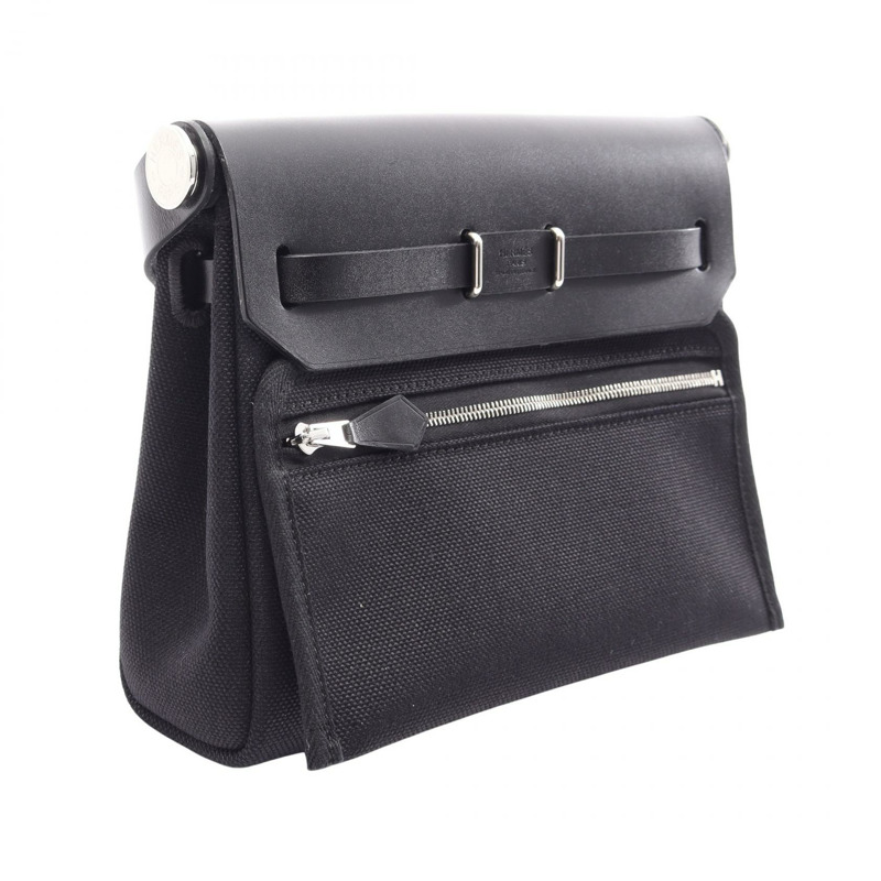愛馬仕 Herbag Zip Mini 單肩包 086430CK 軍用帆布 黑色 二手 K-1