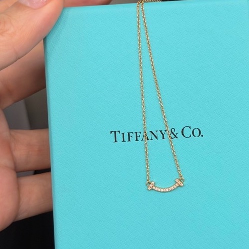 Tiffany 蒂夫尼滿鑽玫瑰金小u項鍊 無配件 單品-5