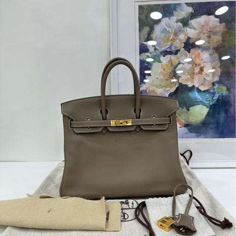 Hermes愛馬仕 birkin25 大象灰金扣Swift皮 X刻
