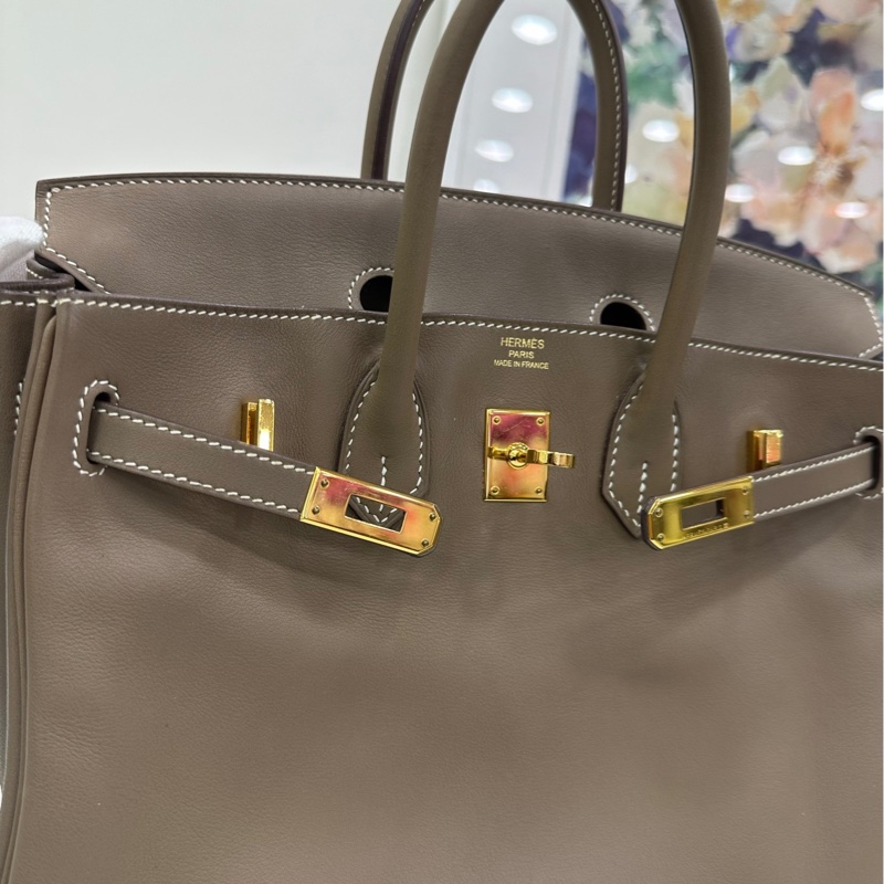 Hermes愛馬仕 birkin25 大象灰金扣Swift皮 X刻-7