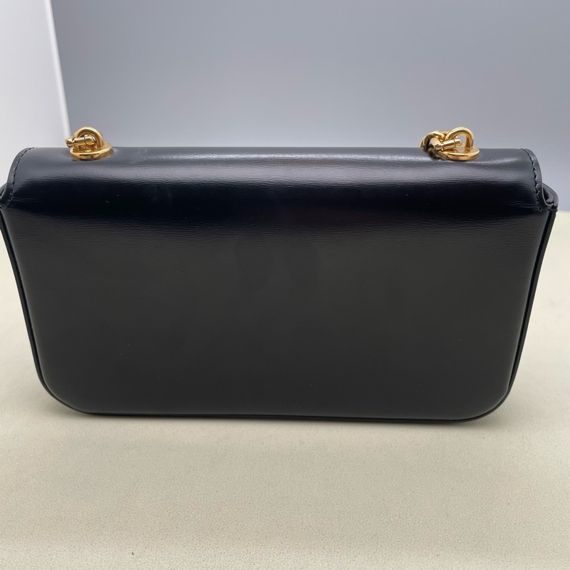 98新賽琳/Celine Claude 22年 黑色小號亮澤牛皮鏈條包 羊皮革襯里 尺寸：20.5 x 11.5 x 4無附件-8