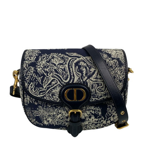 △ DIOR 迪奧 White, Navy Canvas, Calfskin Bobby Shoulder Bag 白色, 深藍色帆布, 小牛皮肩背包-267009322