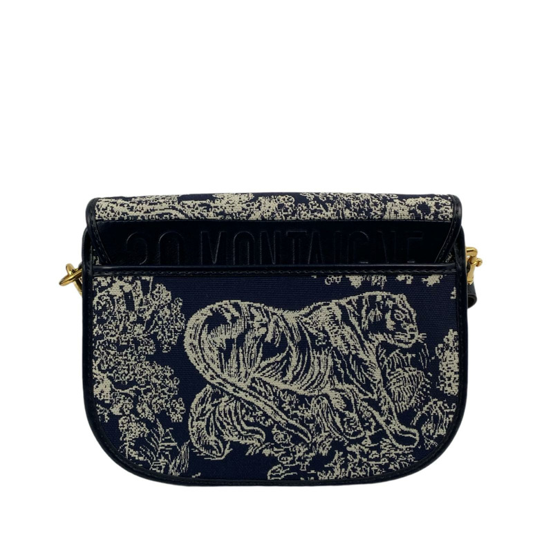 △ DIOR 迪奧 White, Navy Canvas, Calfskin Bobby Shoulder Bag 白色, 深藍色帆布, 小牛皮肩背包-267009322-1