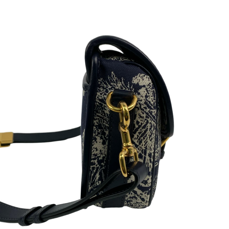△ DIOR 迪奧 White, Navy Canvas, Calfskin Bobby Shoulder Bag 白色, 深藍色帆布, 小牛皮肩背包-267009322-3