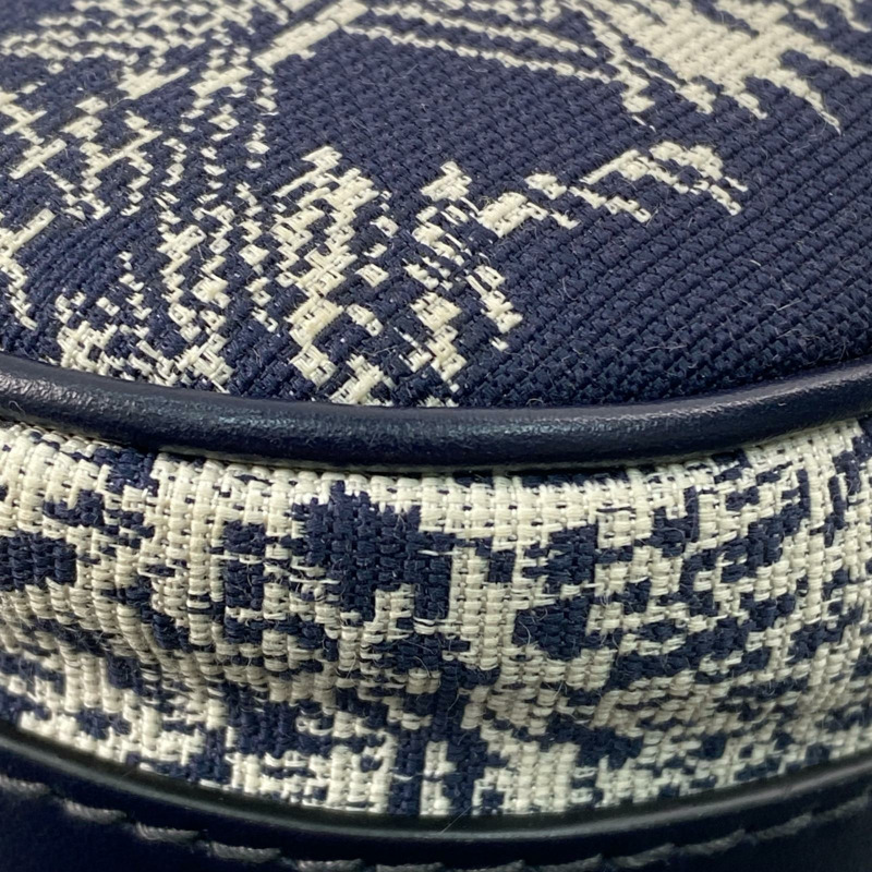 △ DIOR 迪奧 White, Navy Canvas, Calfskin Bobby Shoulder Bag 白色, 深藍色帆布, 小牛皮肩背包-267009322-6