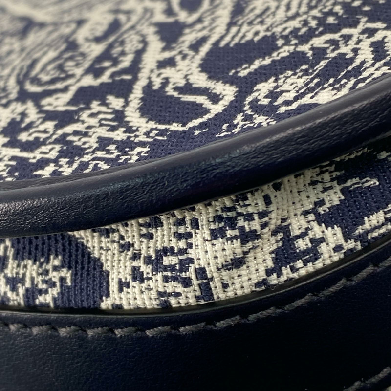 △ DIOR 迪奧 White, Navy Canvas, Calfskin Bobby Shoulder Bag 白色, 深藍色帆布, 小牛皮肩背包-267009322-9