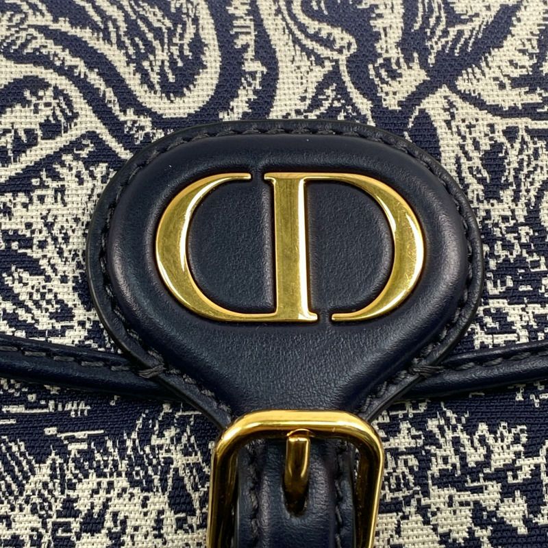 △ DIOR 迪奧 White, Navy Canvas, Calfskin Bobby Shoulder Bag 白色, 深藍色帆布, 小牛皮肩背包-267009322-10