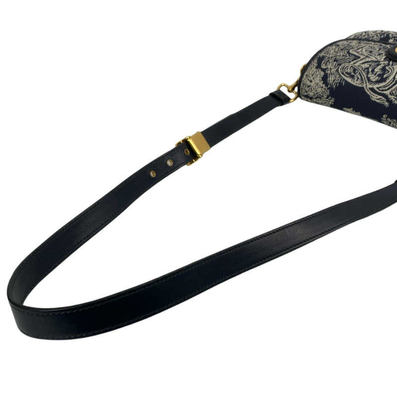 △ DIOR 迪奧 White, Navy Canvas, Calfskin Bobby Shoulder Bag 白色, 深藍色帆布, 小牛皮肩背包-267009322-14