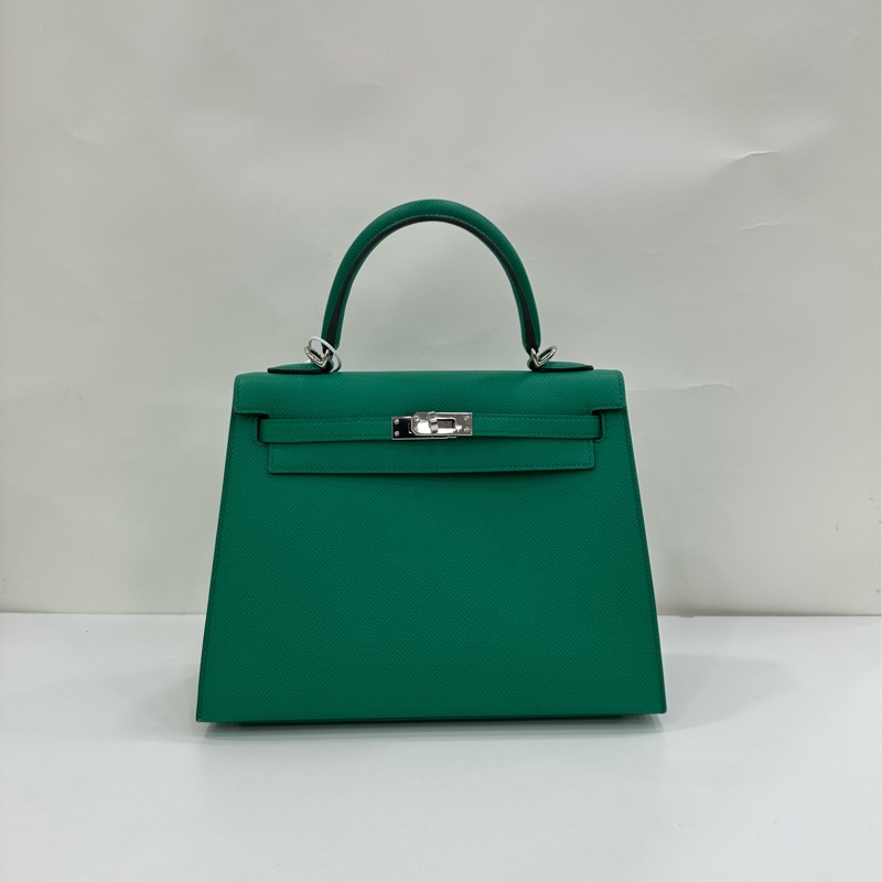 Hermes 愛馬仕 Kelly25 帝王綠銀扣 epsom皮 Z刻 缺鑰匙鎖-1