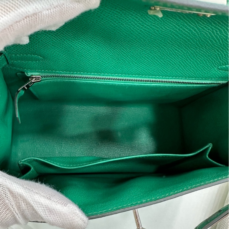 Hermes 愛馬仕 Kelly25 帝王綠銀扣 epsom皮 Z刻 缺鑰匙鎖-8