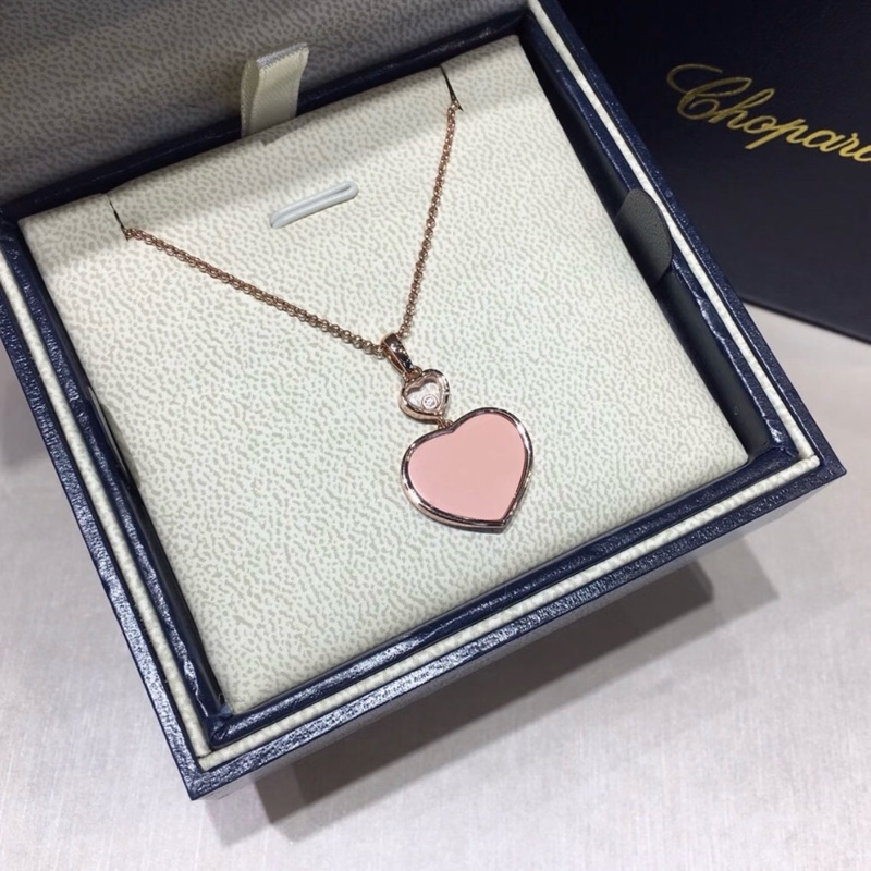 Chopard 蕭邦 玫瑰金 Happy Hearts 粉色愛心項鍊 配件：盒子-1
