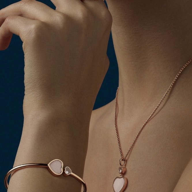 Chopard 蕭邦 玫瑰金 Happy Hearts 粉色愛心項鍊 配件：盒子-2