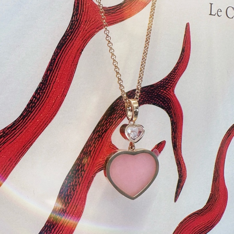 Chopard 蕭邦 玫瑰金 Happy Hearts 粉色愛心項鍊 配件：盒子-4