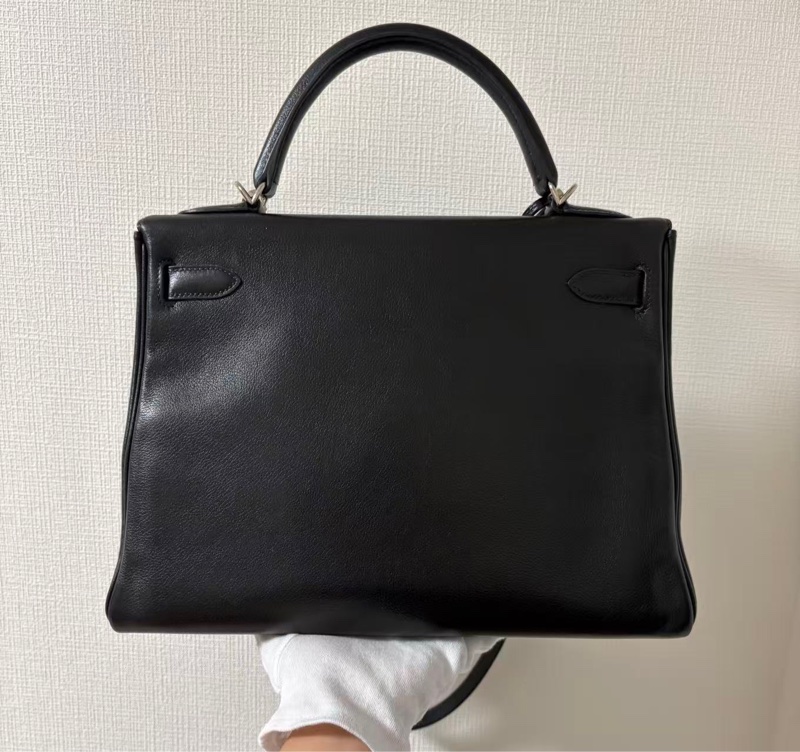 Hermes 愛馬仕 Kelly 32 黑銀 Everg皮 框 M 刻-2