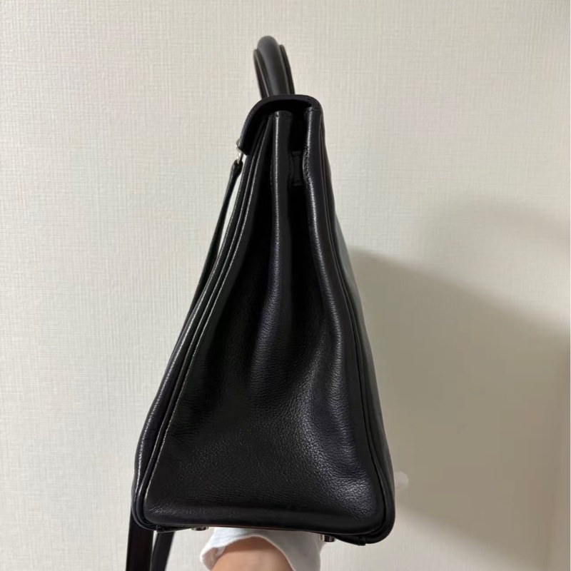 Hermes 愛馬仕 Kelly 32 黑銀 Everg皮 框 M 刻-3