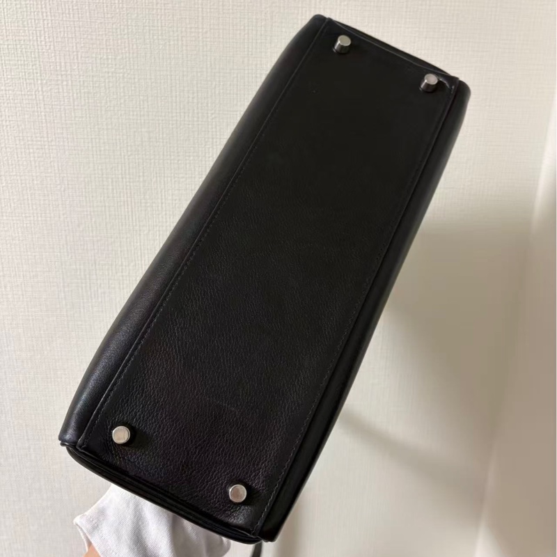 Hermes 愛馬仕 Kelly 32 黑銀 Everg皮 框 M 刻-5