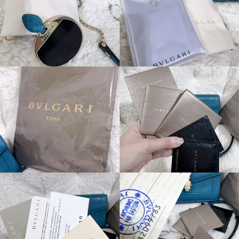 BVLGARI 孔雀藍/綠松石色經典橫版蛇頭包（全配）-1