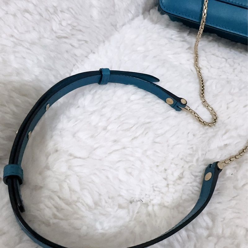 BVLGARI 孔雀藍/綠松石色經典橫版蛇頭包（全配）-33
