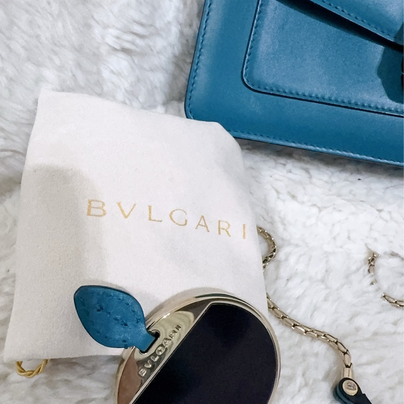 BVLGARI 孔雀藍/綠松石色經典橫版蛇頭包（全配）-57