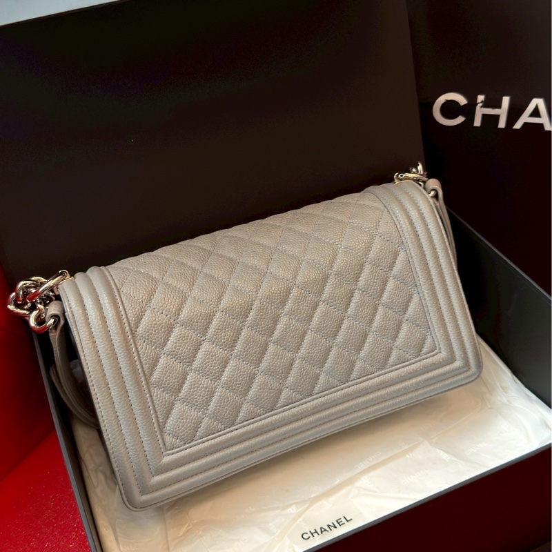 Chanel Le Boy 25 鼠尾草灰 荔枝牛皮鏈條包|高級帥氣感🕶️-5