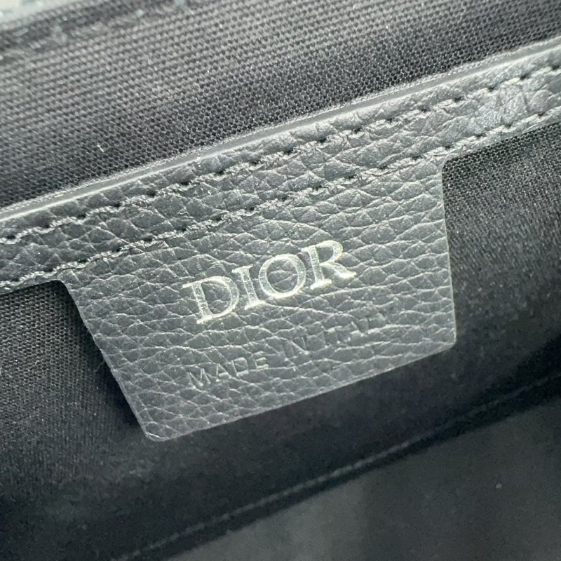 DIOR黑色緹花拼牛皮下蓋郵差包1ADPO049YKS_H27E-10