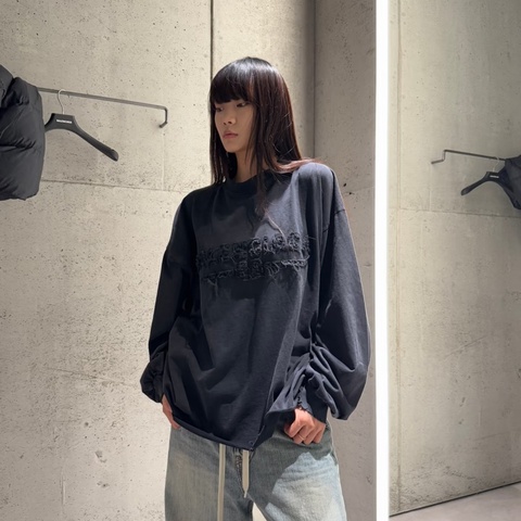 全新✨Balenciaga✨丹寧字母貼布做舊長袖上衣 Oversize 男女皆可