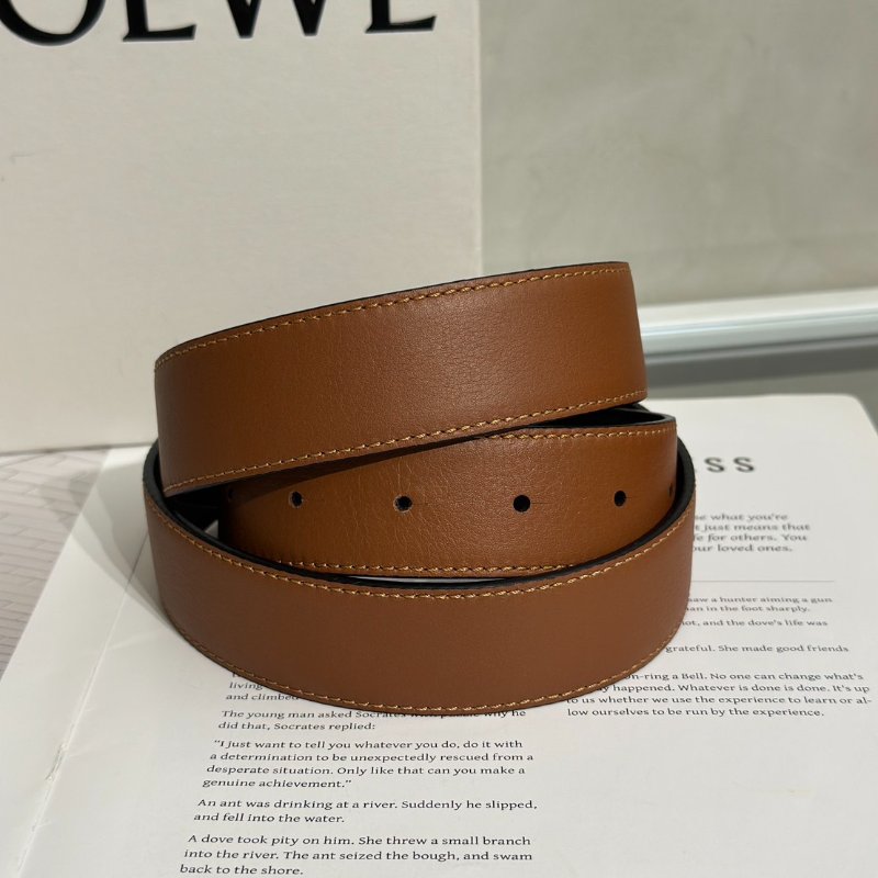 LOEWE Anagram小牛皮腰帶 - 棕銀 95-3