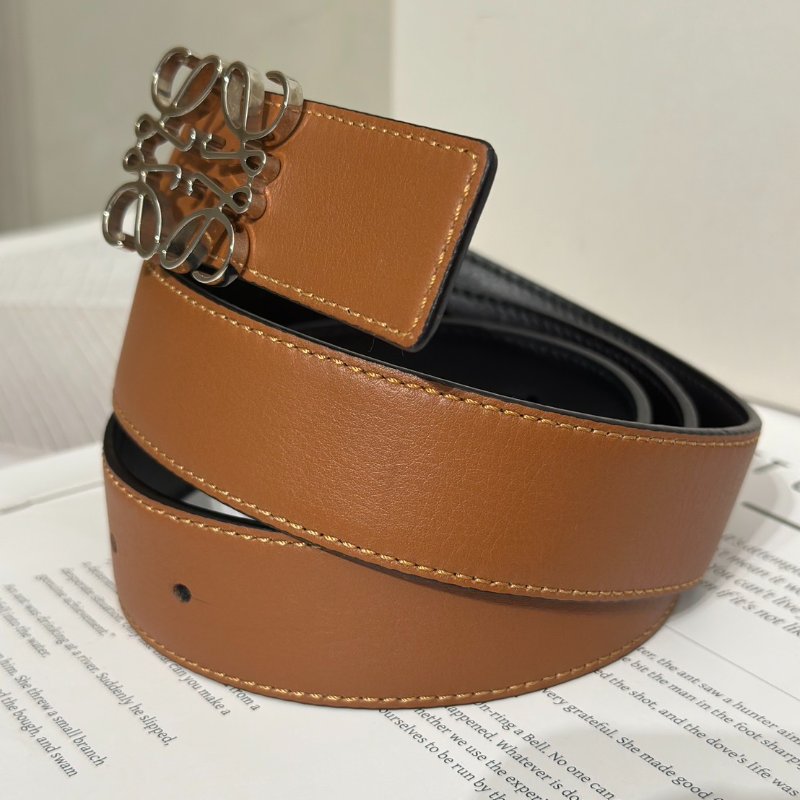 LOEWE Anagram小牛皮腰帶 - 棕銀 95-4