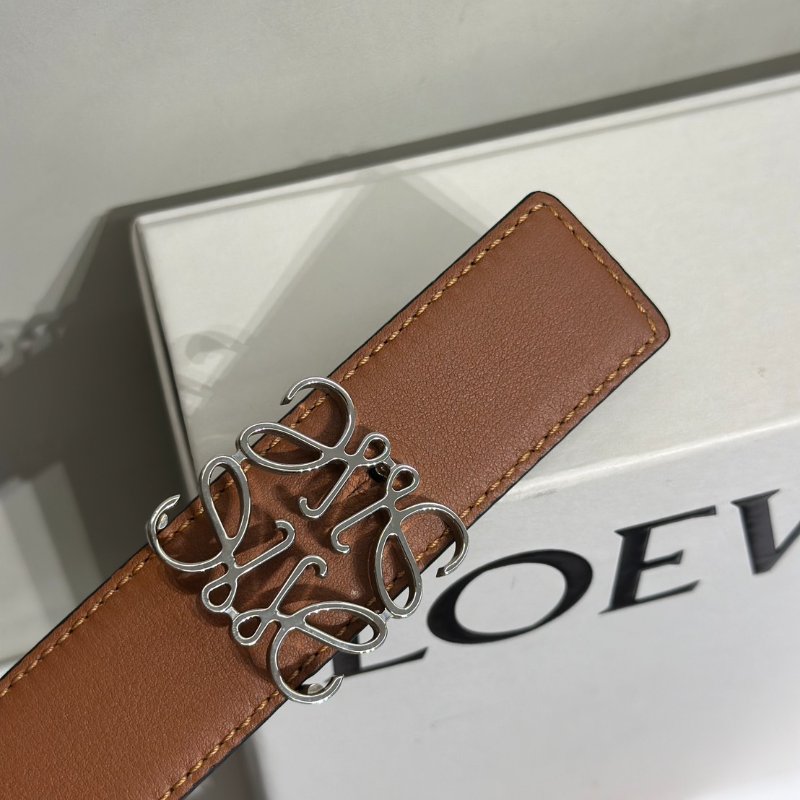 LOEWE Anagram小牛皮腰帶 - 棕銀 95-5