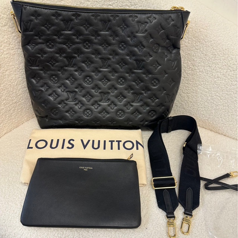 LOUIS VUITTON Coussin 小牛皮流浪包 手提、斜挎、單肩包 中號,女款 黑色牛皮-2