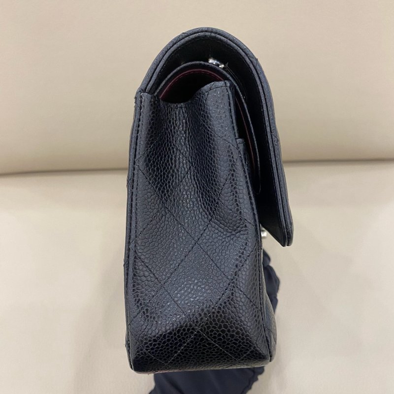 香奈兒/Chanel CF中號 黑銀荔枝牛皮鏈條包-2