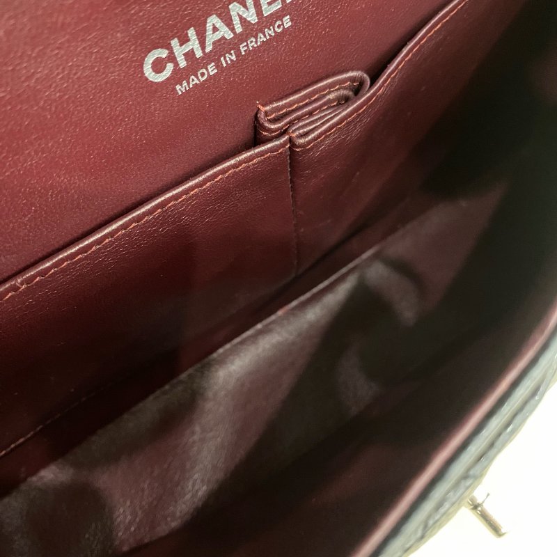 香奈兒/Chanel CF中號 黑銀荔枝牛皮鏈條包-9