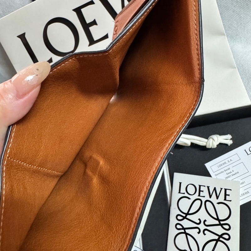 LOEWE 三折短夾/短夾 深藍色粒面牛皮-3