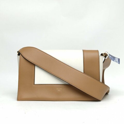 CELINE Frame小方包中號拼色牛皮金扣肩背包
