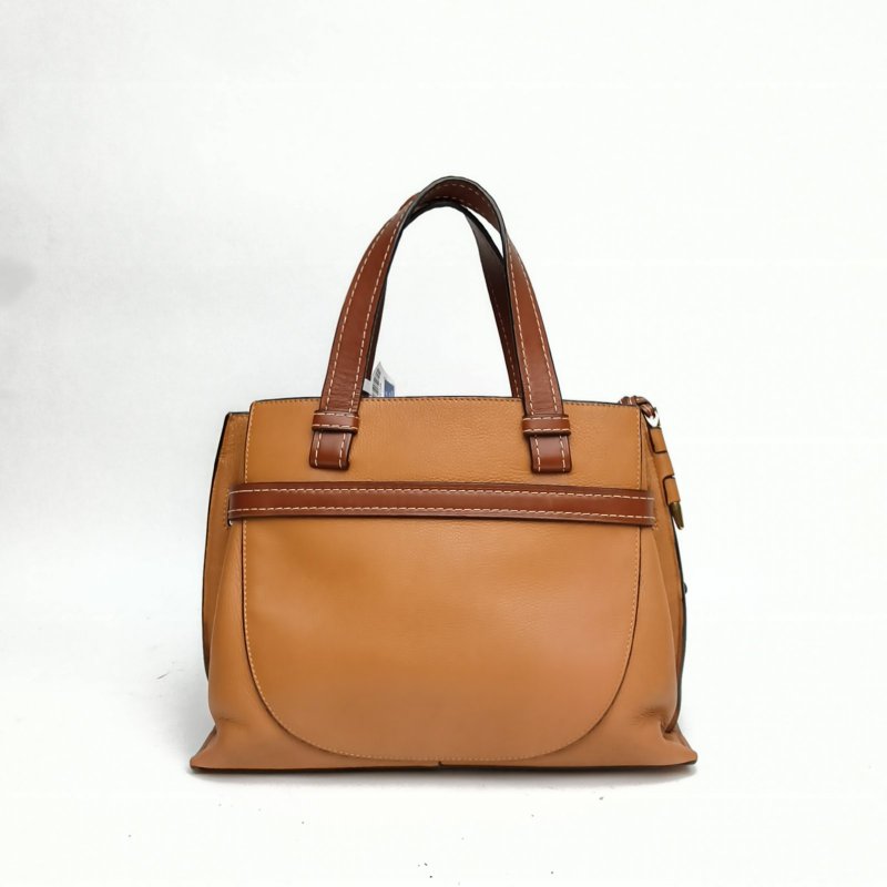LOEWE GateTote托特手提中號棕色牛皮金扣肩背包-2