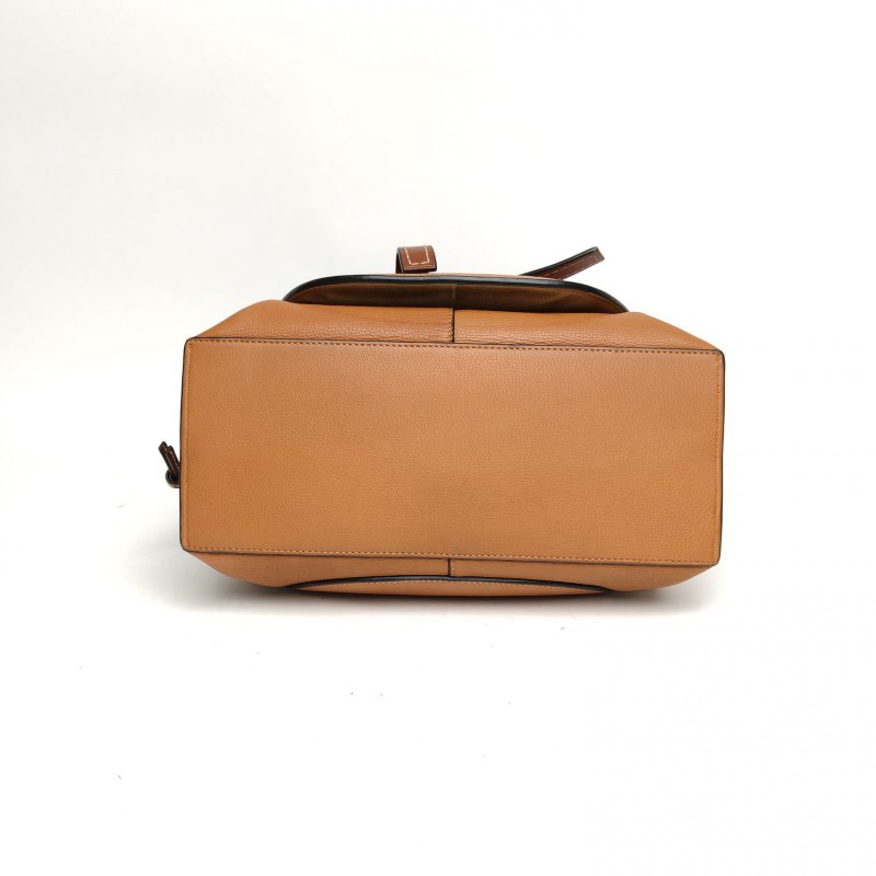 LOEWE GateTote托特手提中號棕色牛皮金扣肩背包-4