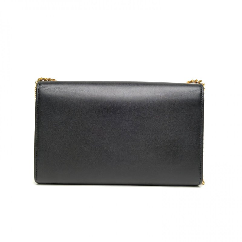SAINT LAURENT KATE中號24光面流蘇黑色牛皮金扣肩背包-2