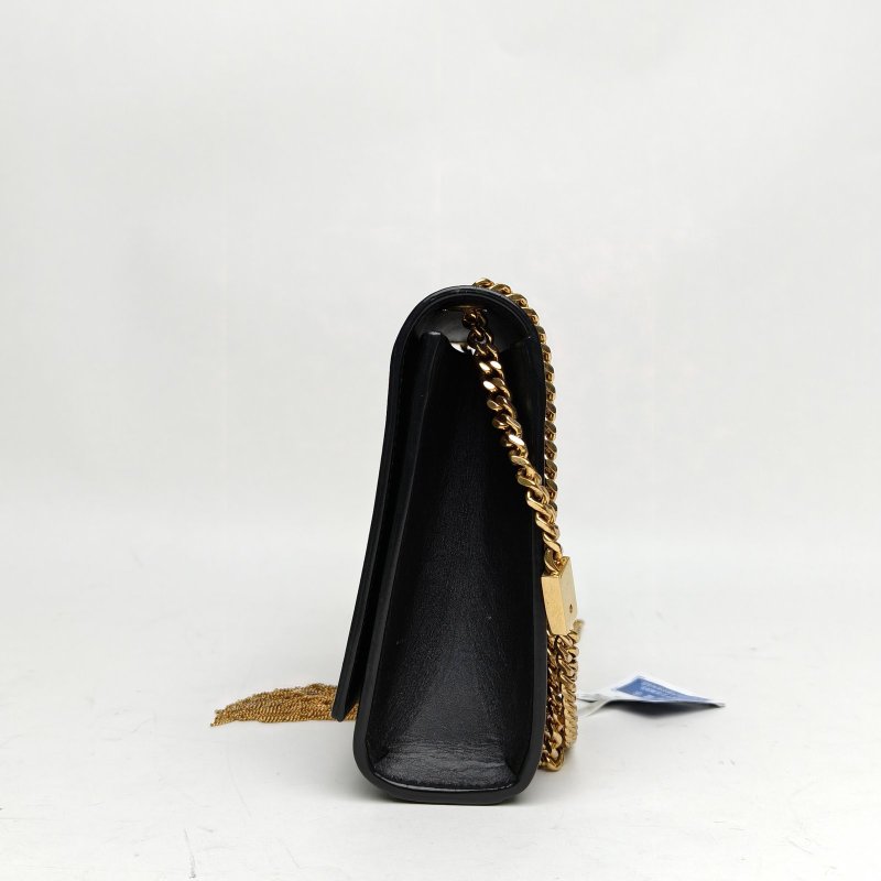SAINT LAURENT KATE中號24光面流蘇黑色牛皮金扣肩背包-3