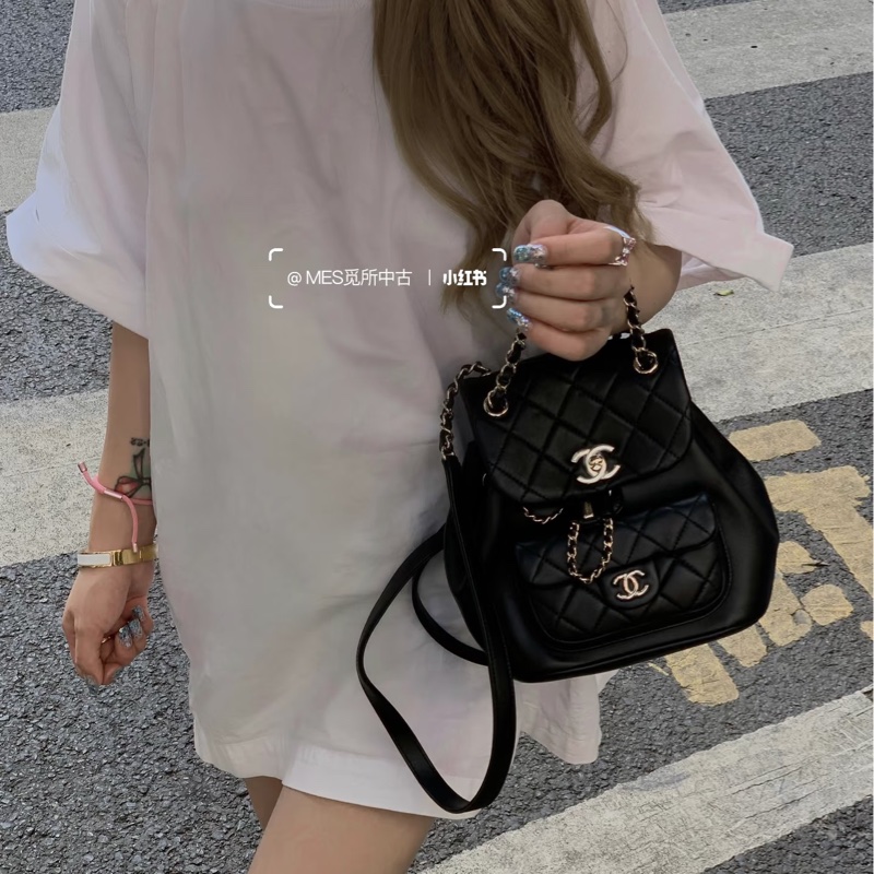ෆ Chanel Duma 油蠟牛皮雙肩後背包🈶購證-3