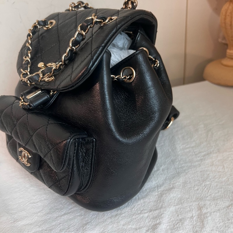 ෆ Chanel Duma 油蠟牛皮雙肩後背包🈶購證-10