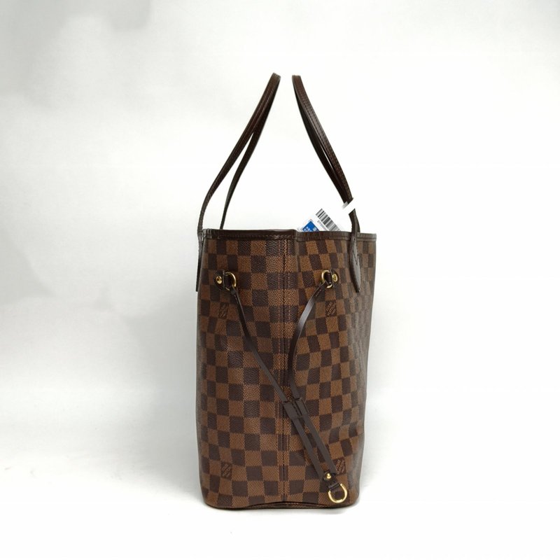 LOUIS VUITTON Neverfull中號無子袋棕色棋盤格金扣2009肩背包-1