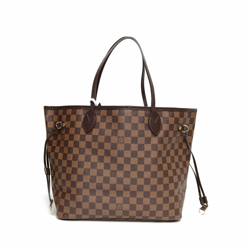 LOUIS VUITTON Neverfull中號無子袋棕色棋盤格金扣2009肩背包-2