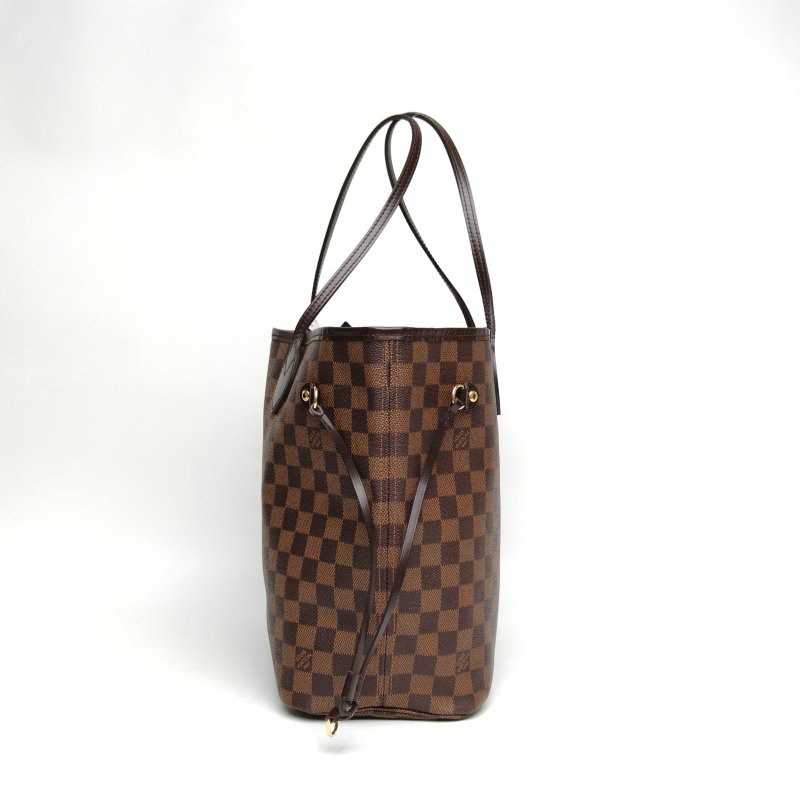 LOUIS VUITTON Neverfull中號無子袋棕色棋盤格金扣2009肩背包-3